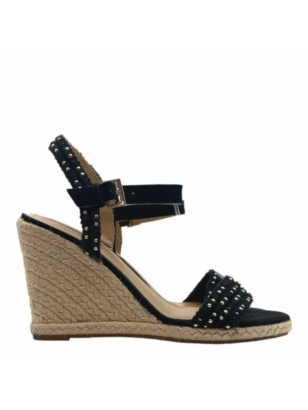 Tahari Studded Espadrille Wedge Heeled Sandals 6.5 Suede Strappy Coquette Walsh